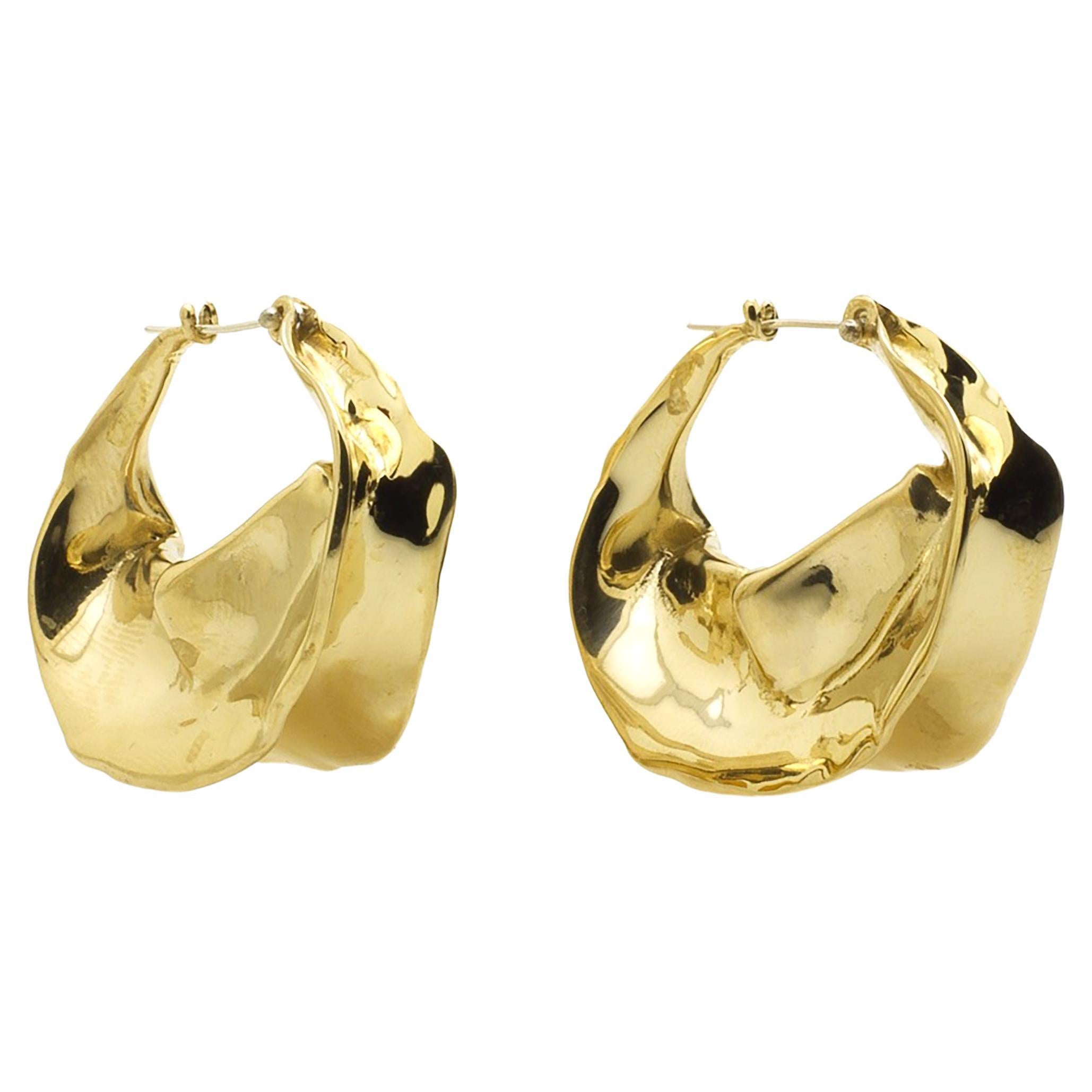 Ariana Boussard-Reifel Gold Bronze Georgia Hoop Earrings For Sale