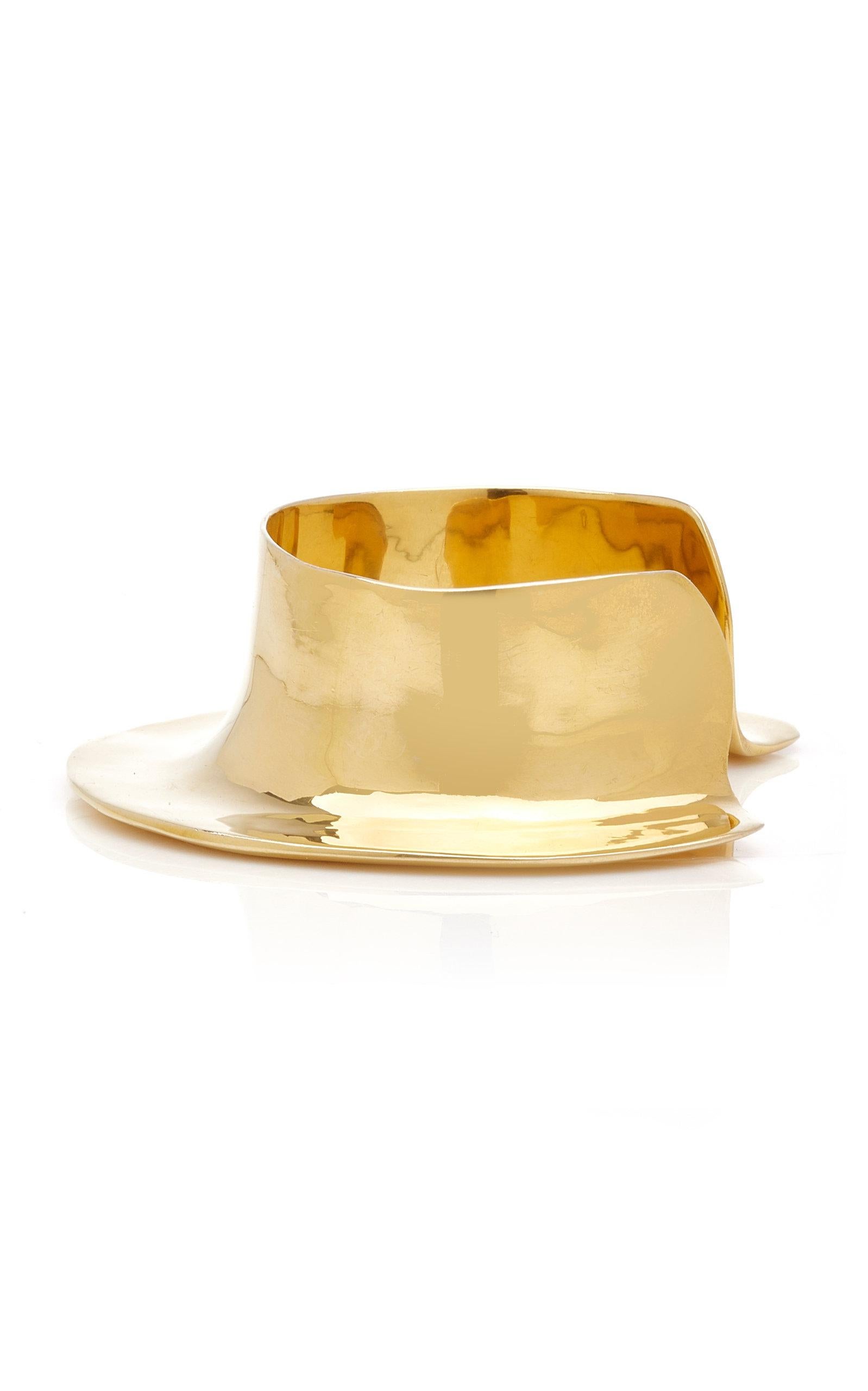 Modernist Ariana Boussard-Reifel Sculptural Gold Bronze Cuff Bracelet For Sale