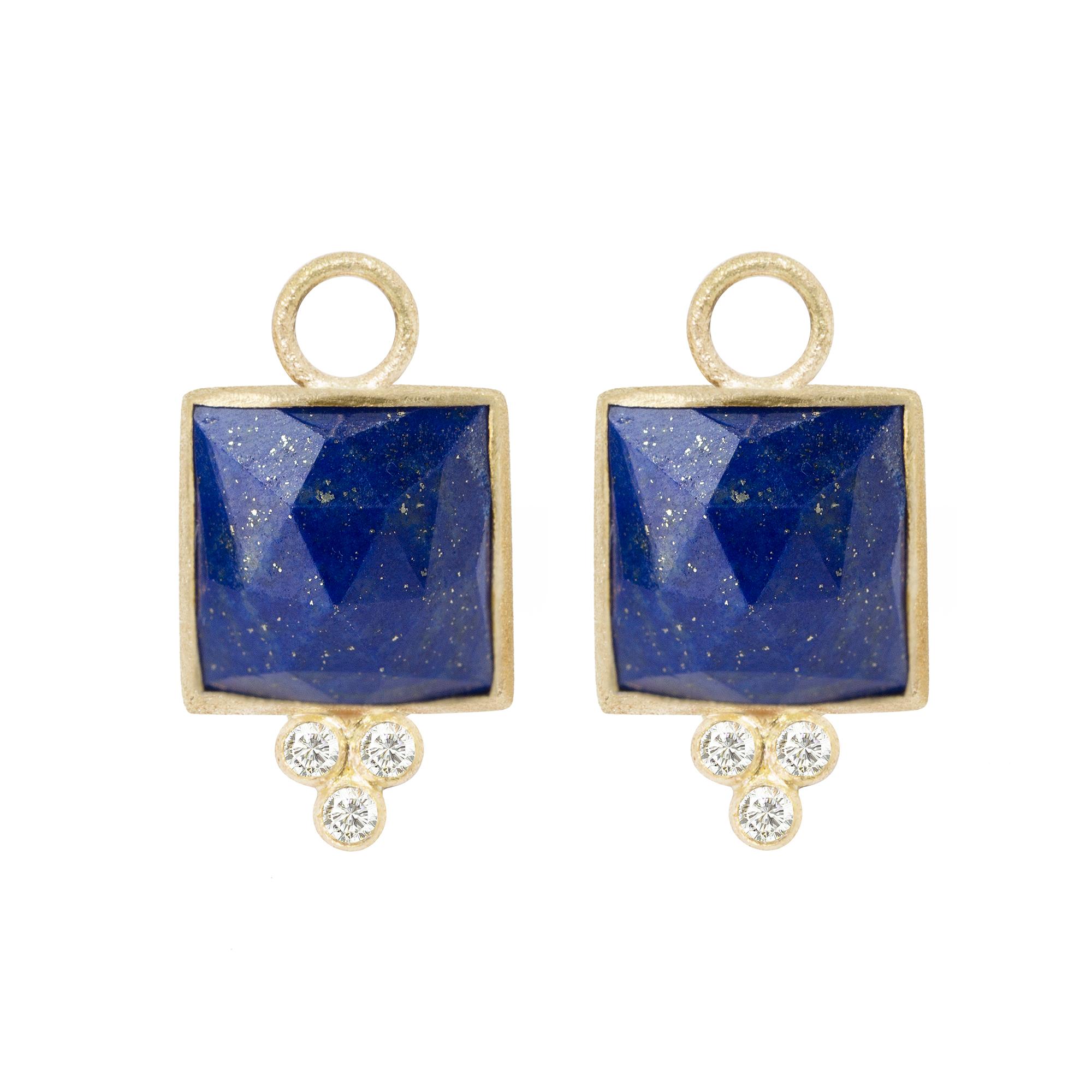 Contemporary Ariana Lapis 18 Karat Gold Earrings For Sale