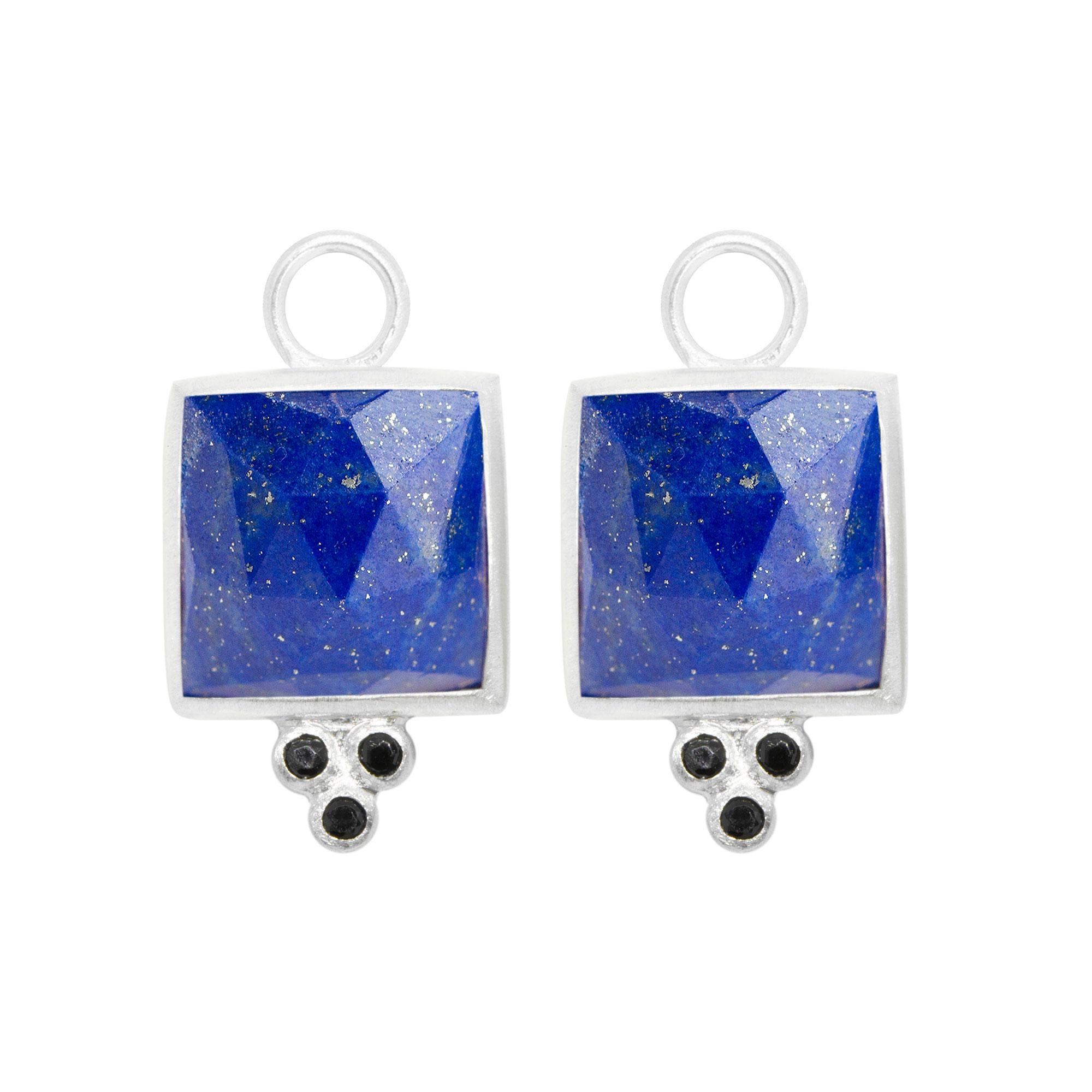 Contemporary Ariana Lapis Silver Earrings