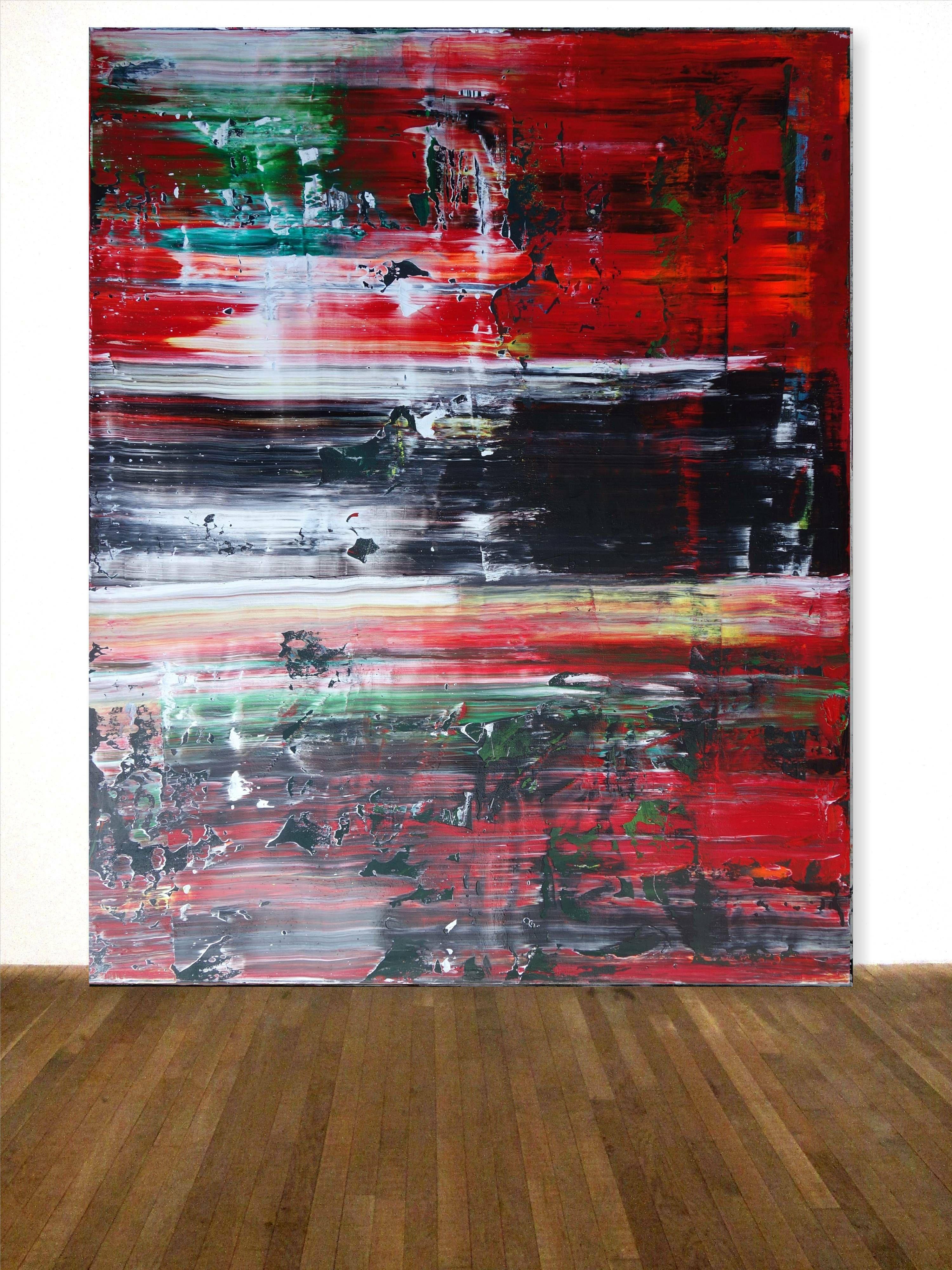 MAKE IT HAPPEN ABSTRACT RED BLACK WHITE, Gemälde, Acryl auf Leinwand – Painting von Ariane Brandt