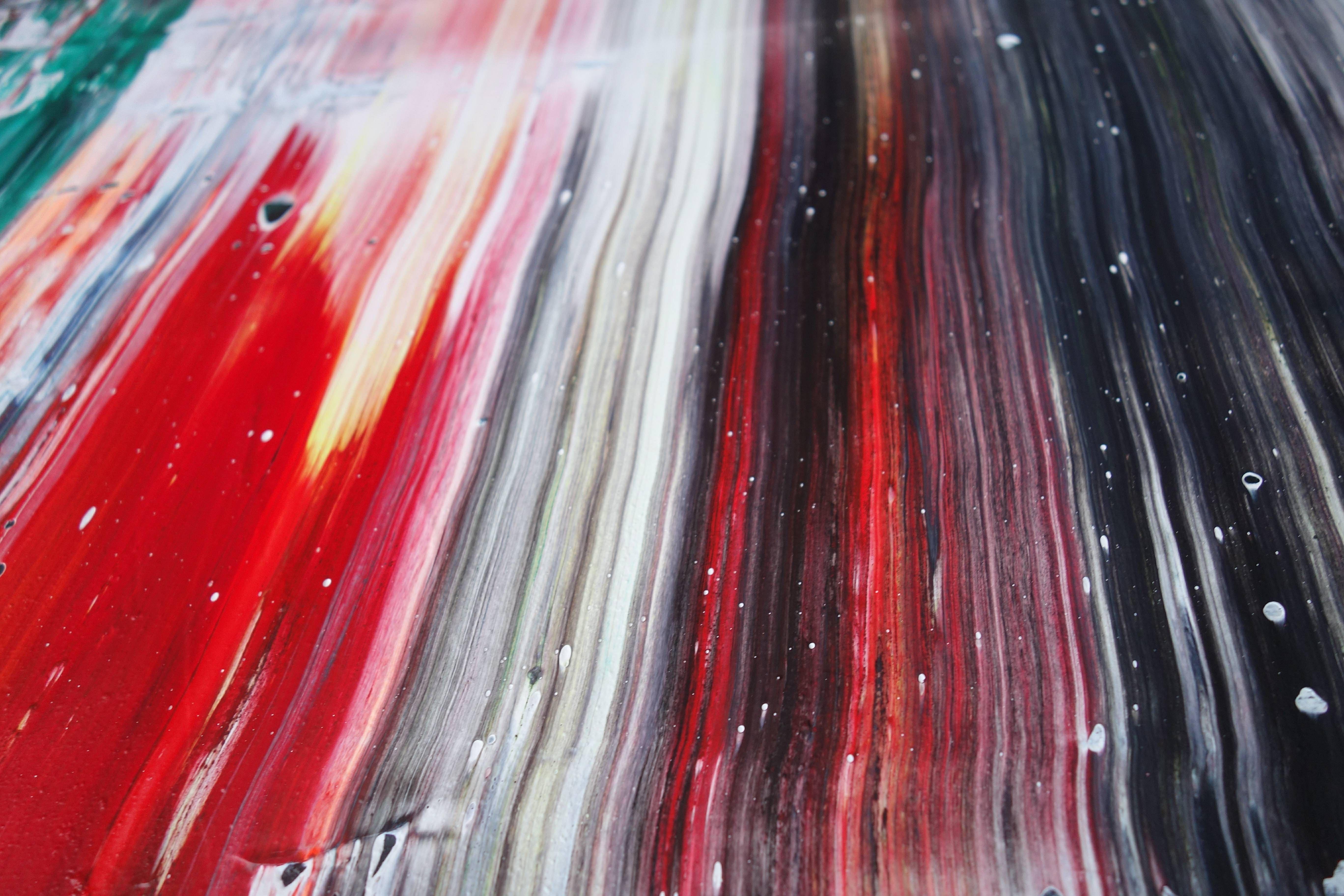 MAKE IT HAPPEN ABSTRACT RED BLACK WHITE, Gemälde, Acryl auf Leinwand (Sonstige Kunststile), Painting, von Ariane Brandt