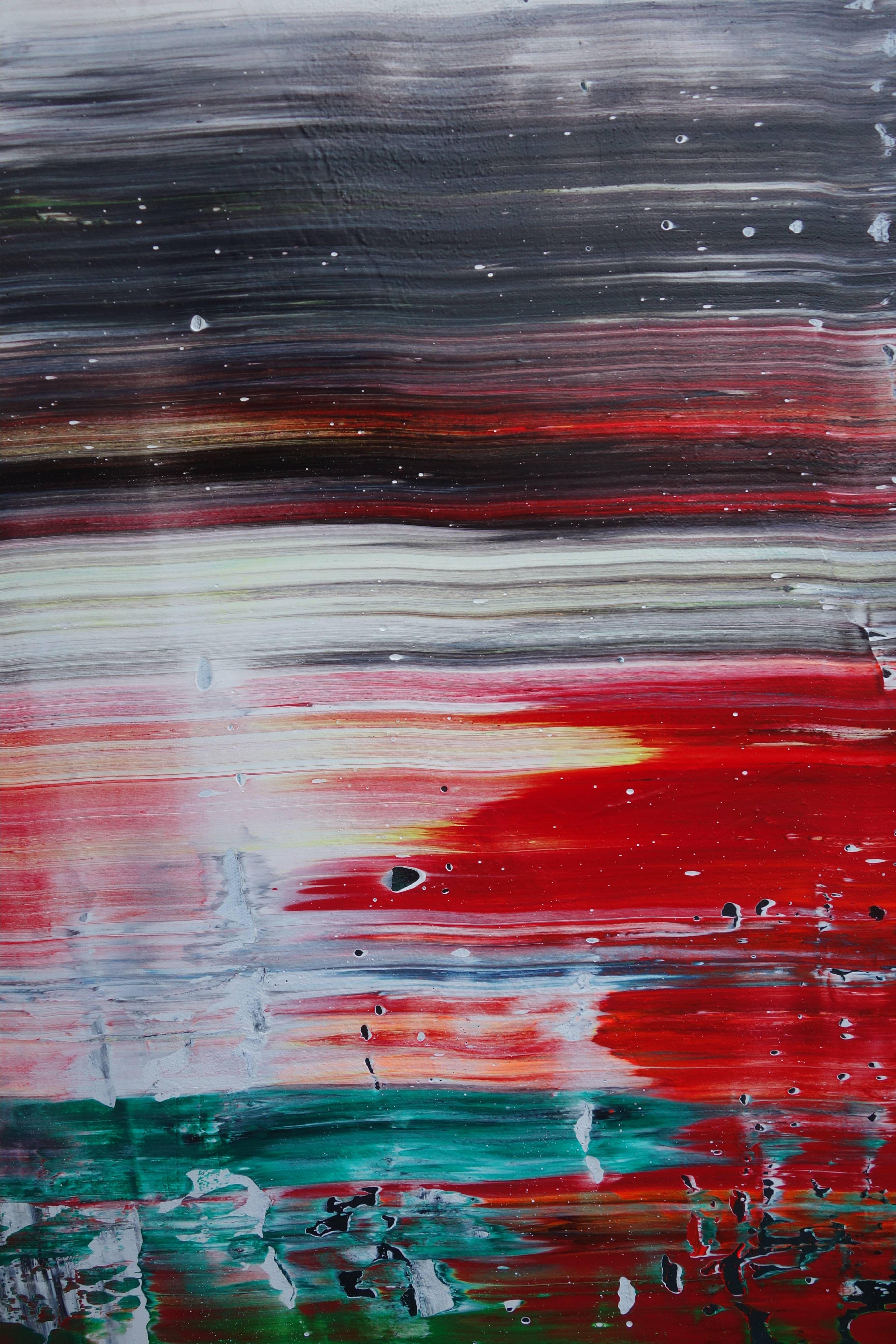 MAKE IT HAPPEN ABSTRACT RED BLACK WHITE, Painting, Acrylic on Canvas 2
