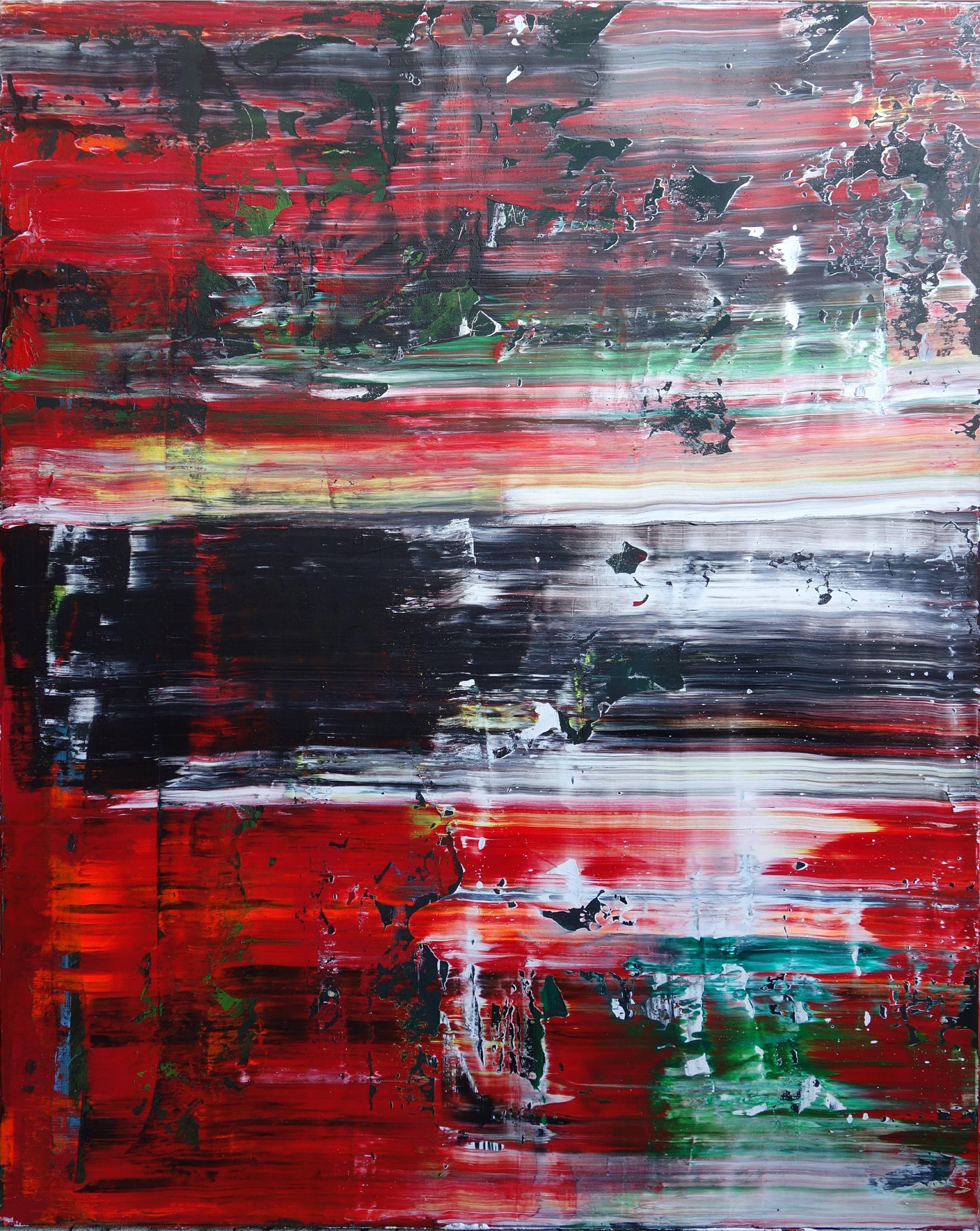 Ariane Brandt Abstract Painting – MAKE IT HAPPEN ABSTRACT RED BLACK WHITE, Gemälde, Acryl auf Leinwand