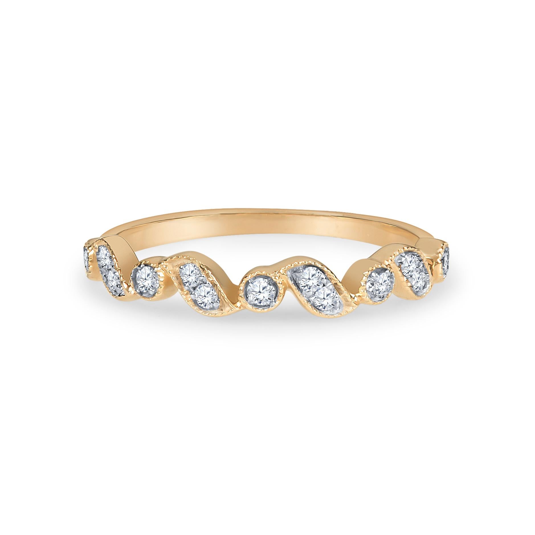 Art Nouveau Arianna Jewels 14K Gold Diamond Stackable Ring in White, Yellow and Rose Gold For Sale