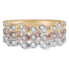 Anello impilabile con diamanti in oro 14K Arianna Jewels in oro bianco, giallo e rosa