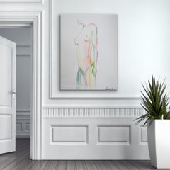 'Melissa' Mixed Media Multicolored Nude Wrapped Canvas by PositivityAry