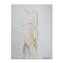 'Melissa' Mixed Media Multicolored Nude Wrapped Canvas by PositivityAry