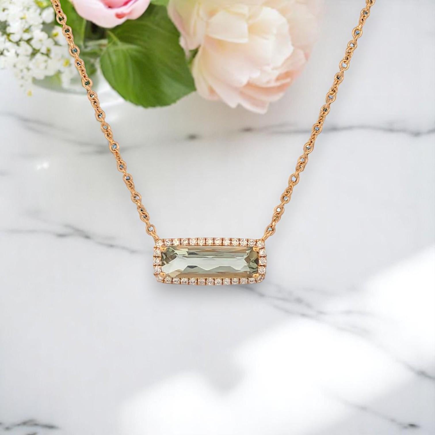 Collier d'améthyste vert menthe d'Arianwen, or jaune 18K avec 1,16ct d'améthyste Pour femmes en vente