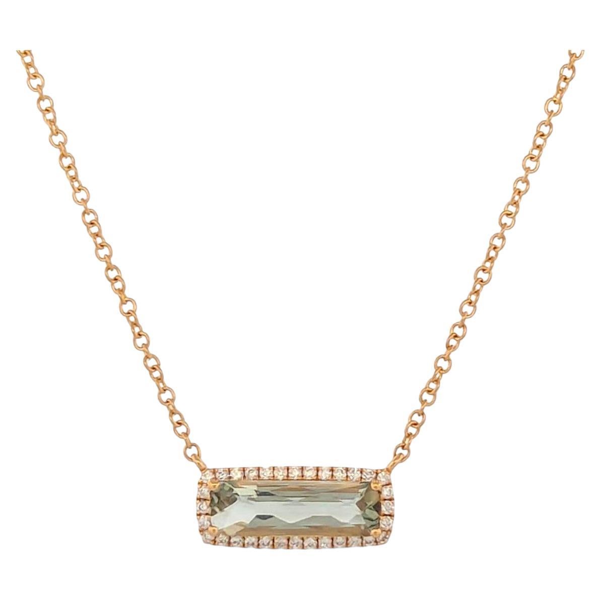 Arianwen Mint Green Amethyst Necklace, 18K Yellow Gold with 1.16ct Amethyst