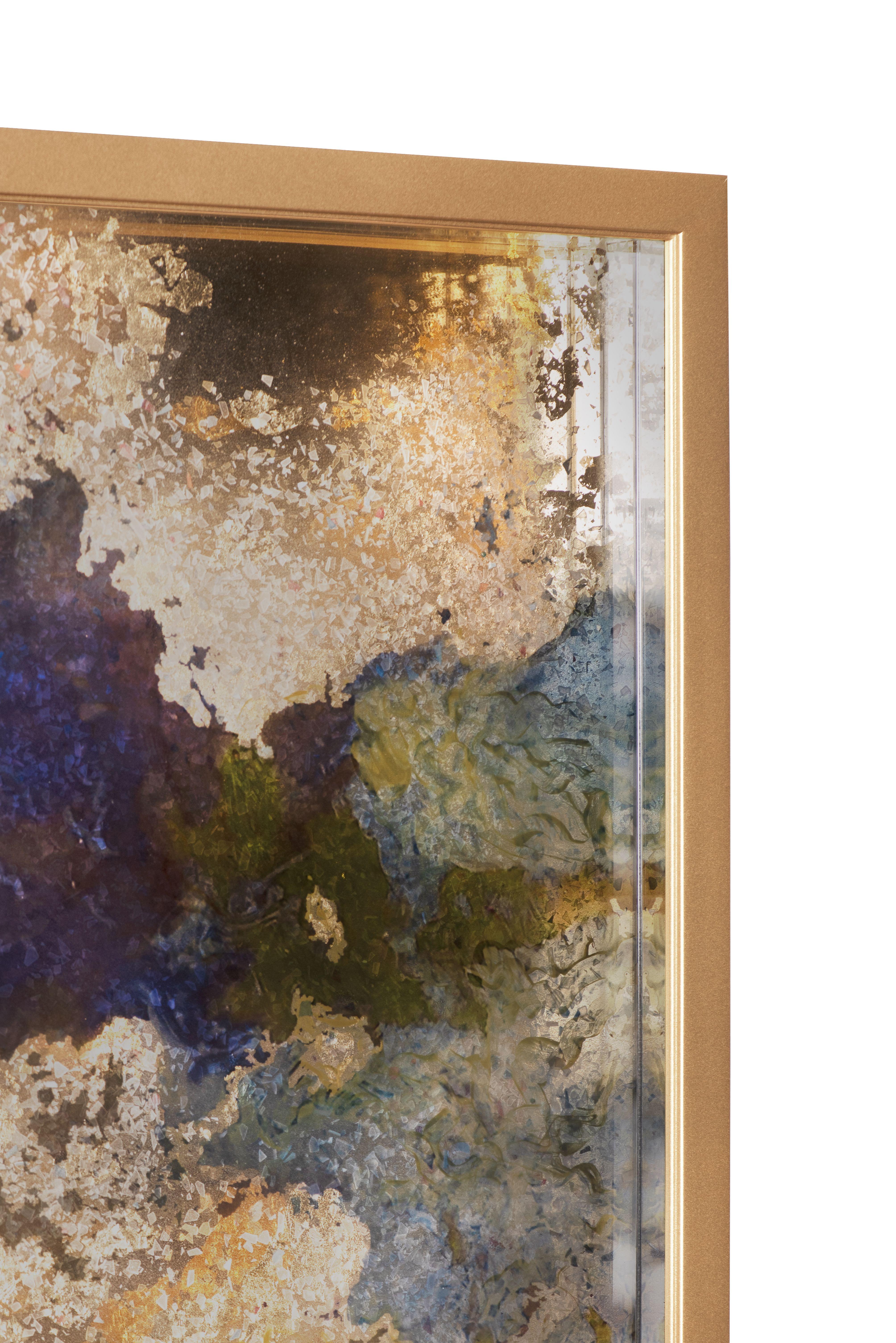 My World is Full of Possibilities - Blau (Gold), Abstract Painting, von Arica Hilton