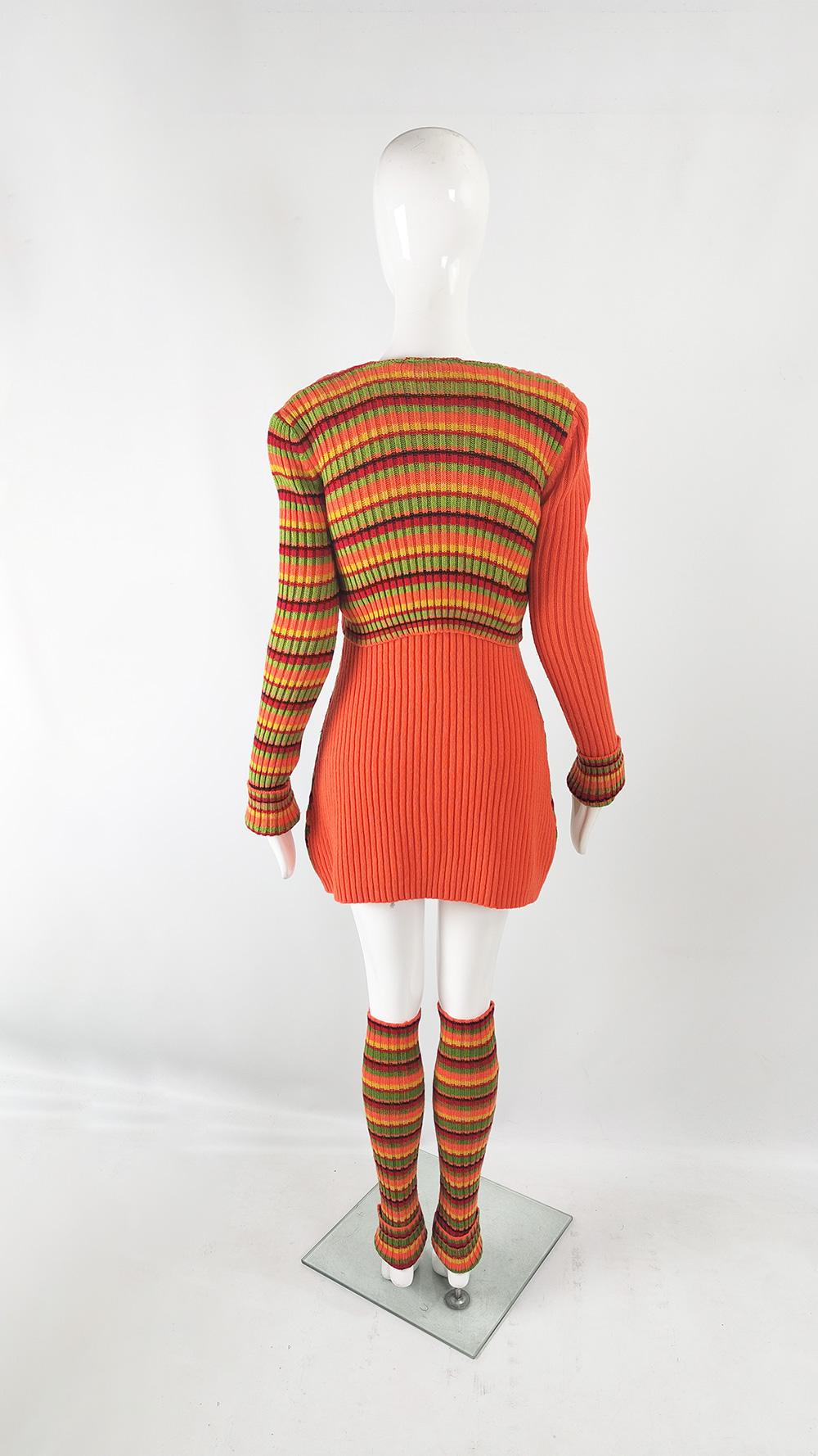 Aridza Bross Vintage Y2K 3 Piece Knit Dress Cardigan & Legwarmers Set, 2000s 1