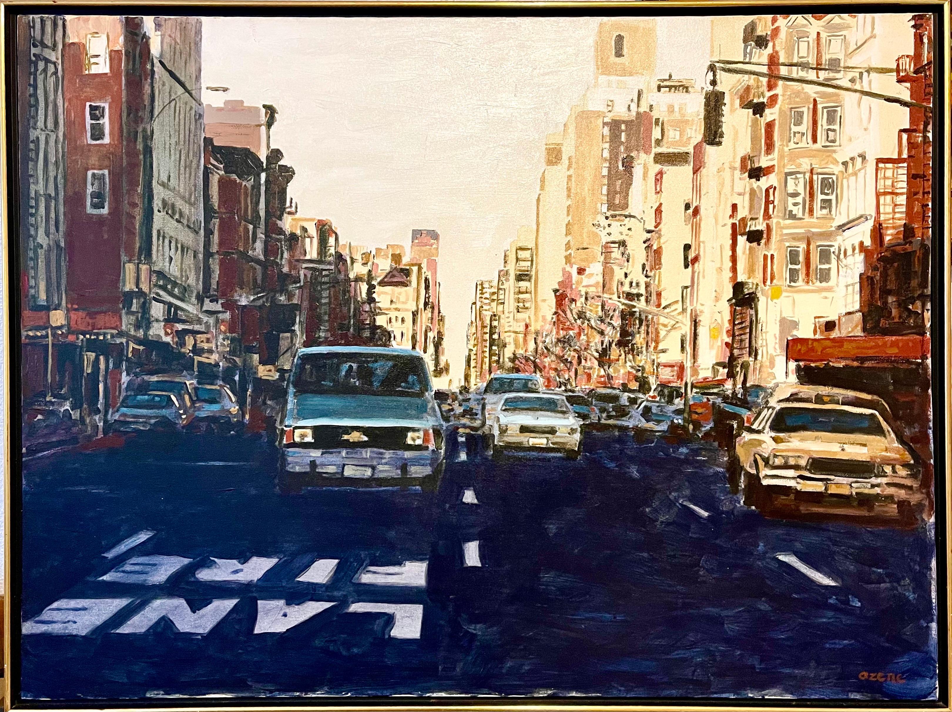 Arie Azene - Peinture à l'huile photo réaliste israélienne - Scène de rue de Manhattan - New York en vente 1