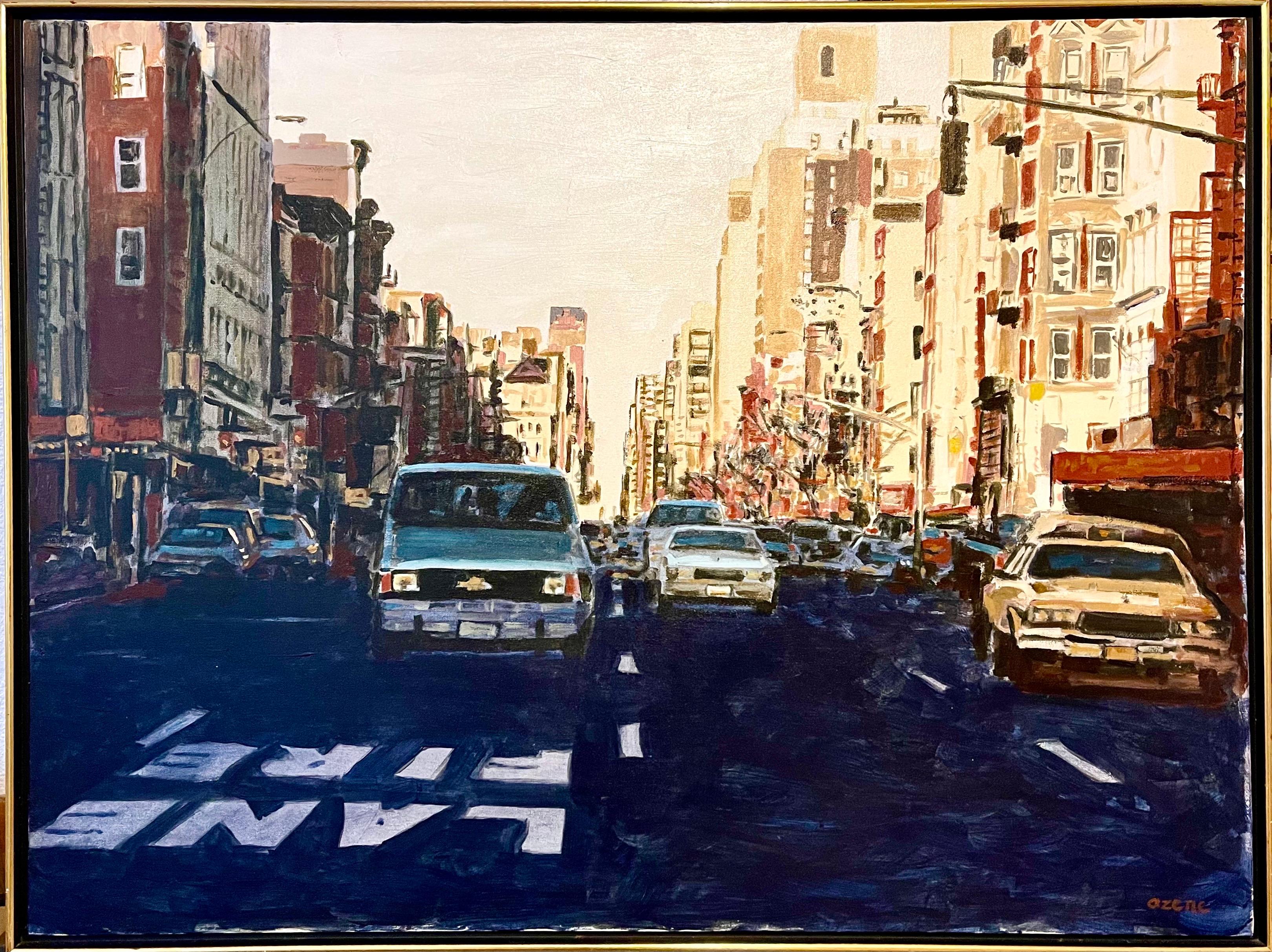 Arie Azene Israeli Photo Realist Oil Painting Manhattan New York Street Scene For Sale 1
