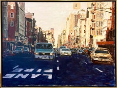 Arie Azene Israeli Photo Realist Oil Painting Manhattan New York Street Scene