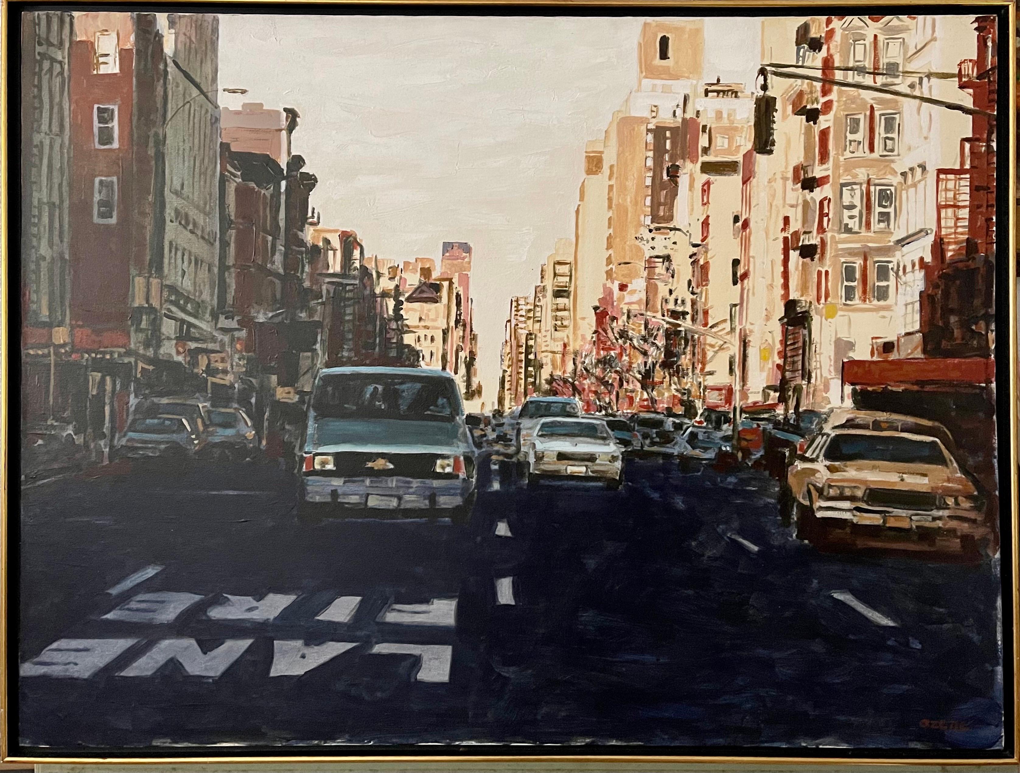 Arie Azene Israeli Photo Realist Oil Painting Manhattan New York Street Scene For Sale 2