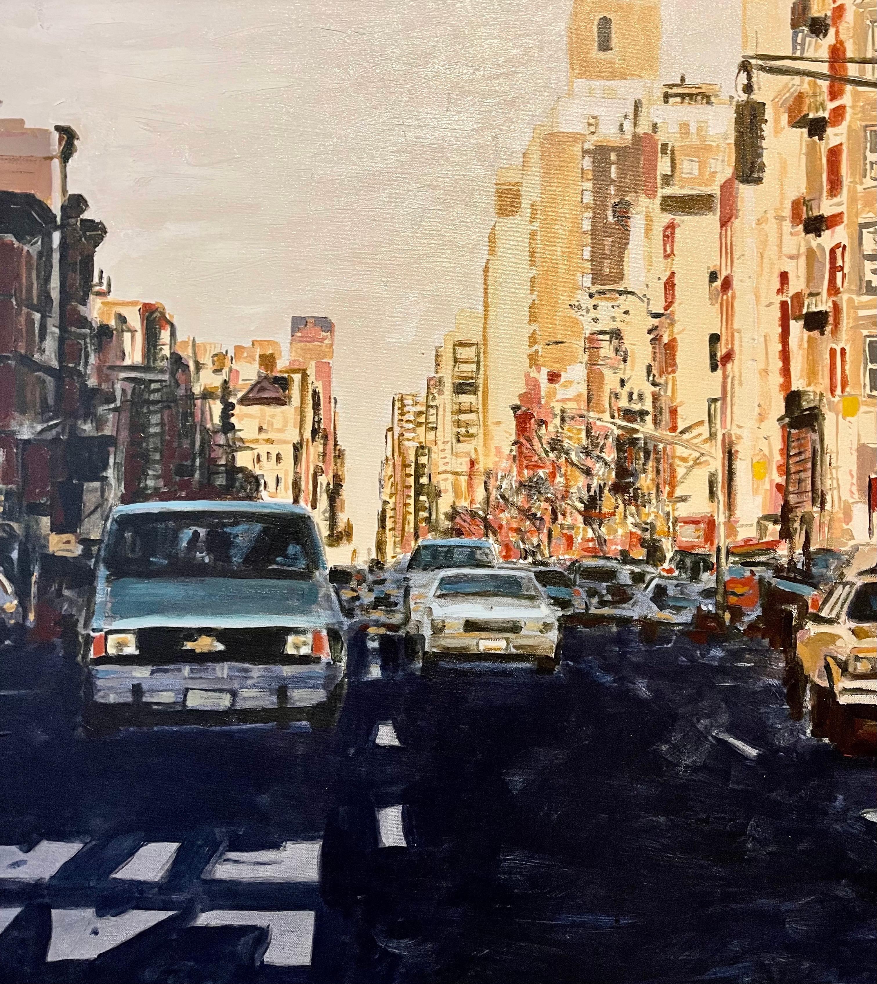 Arie Azene Israeli Photo Realist Oil Painting Manhattan New York Street Scene For Sale 2