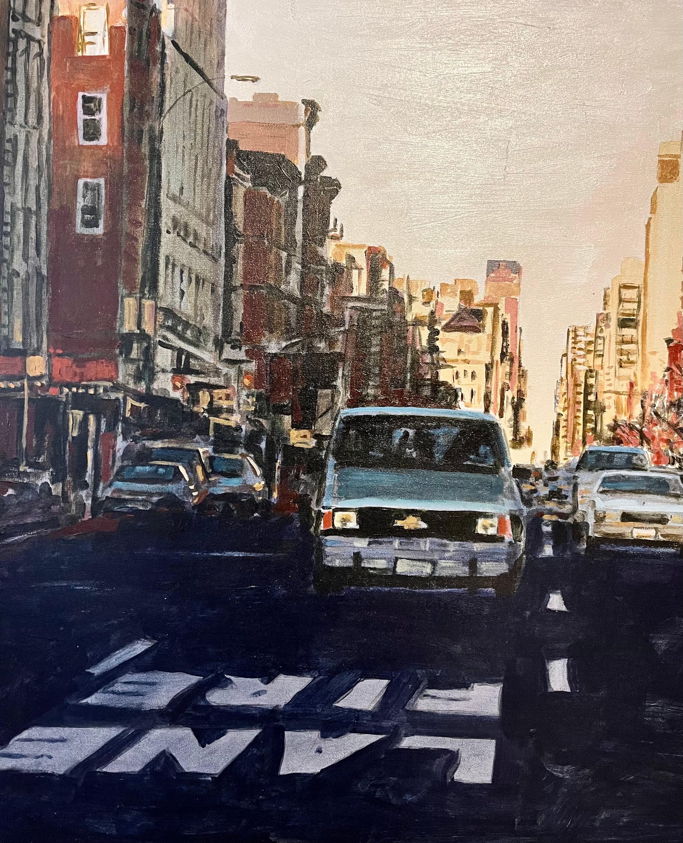 Arie Azene Israeli Photo Realist Oil Painting Manhattan New York Street Scene For Sale 3