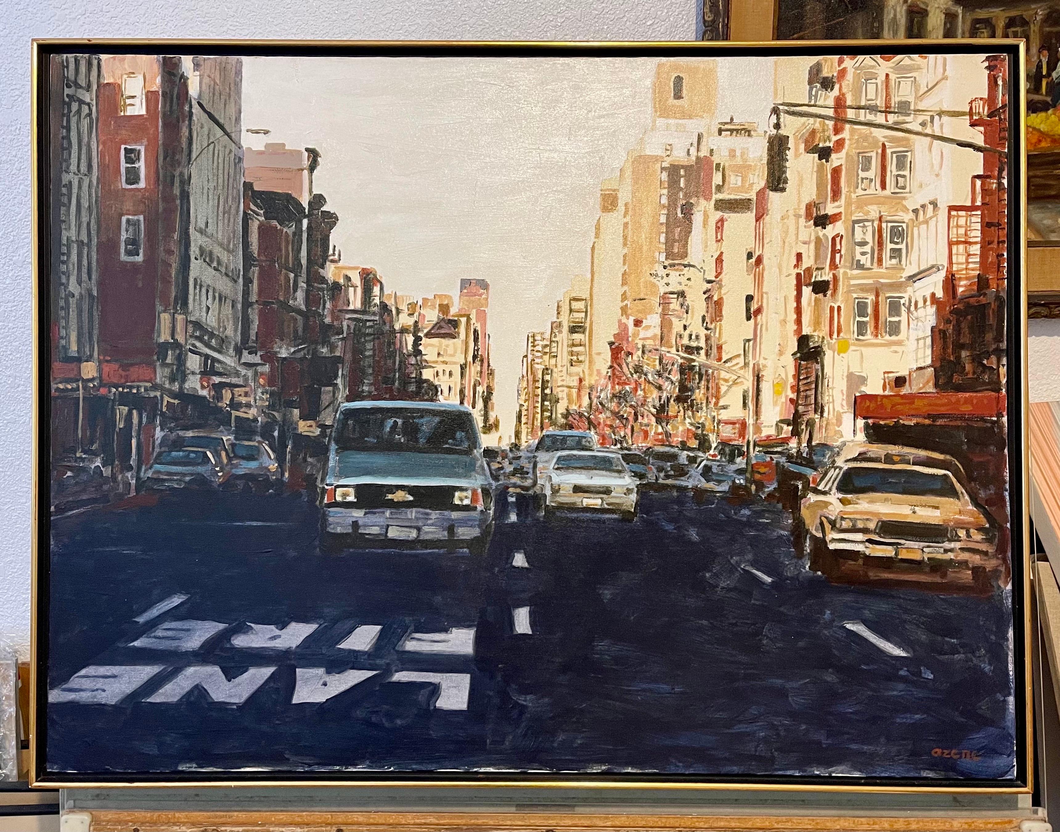 Arie Azene Israeli Photo Realist Oil Painting Manhattan New York Street Scene For Sale 4