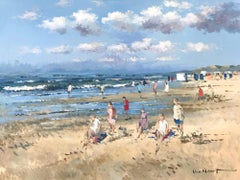 "Beach Scene with Figures" Impressionistic Oil Painting in Zandvoort Holland