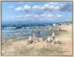 "Beach Scene with Figures" Impressionistic Oil Painting in Zandvoort Holland