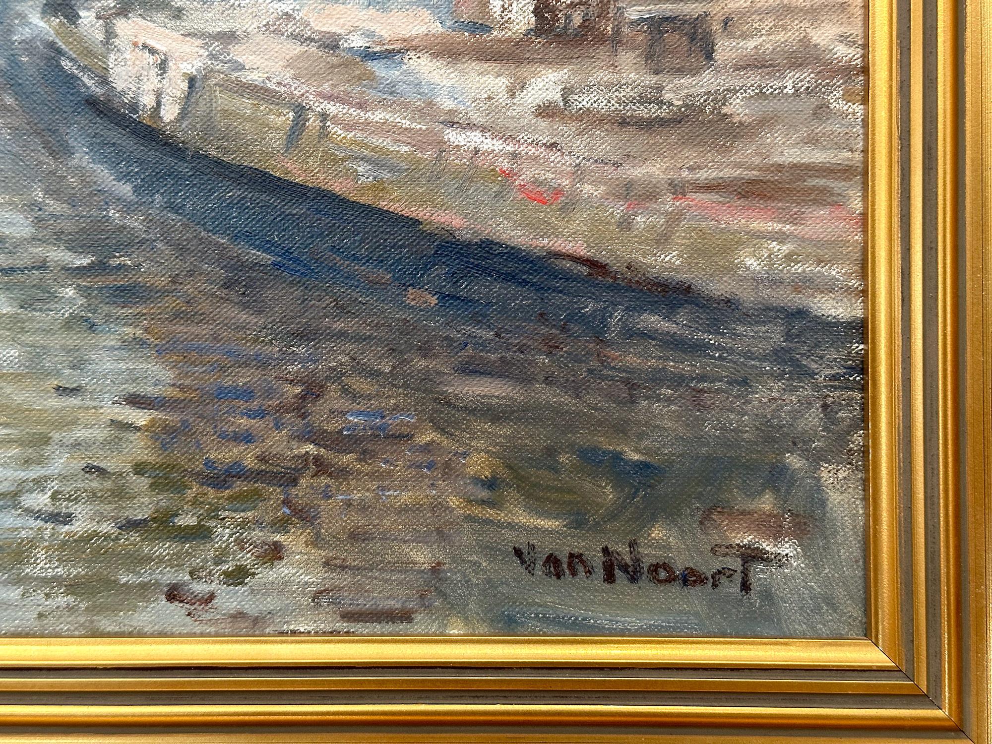 Impressionistisches Ölgemälde auf Leinwand „Spaarne te Haarlem“ von Spaarne te Haarlem, Niederländischer Kanal im Angebot 6