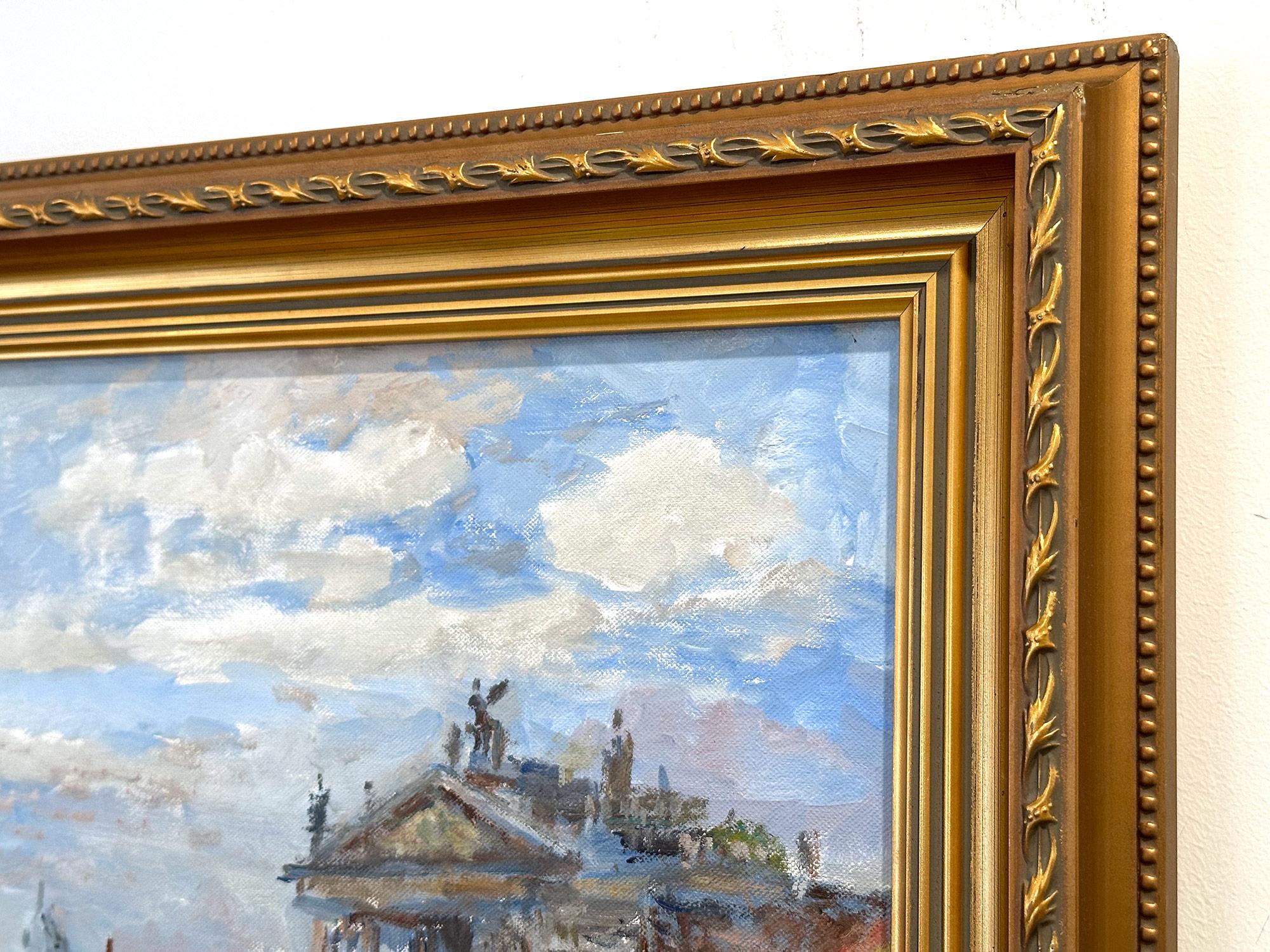 Impressionistisches Ölgemälde auf Leinwand „Spaarne te Haarlem“ von Spaarne te Haarlem, Niederländischer Kanal im Angebot 9