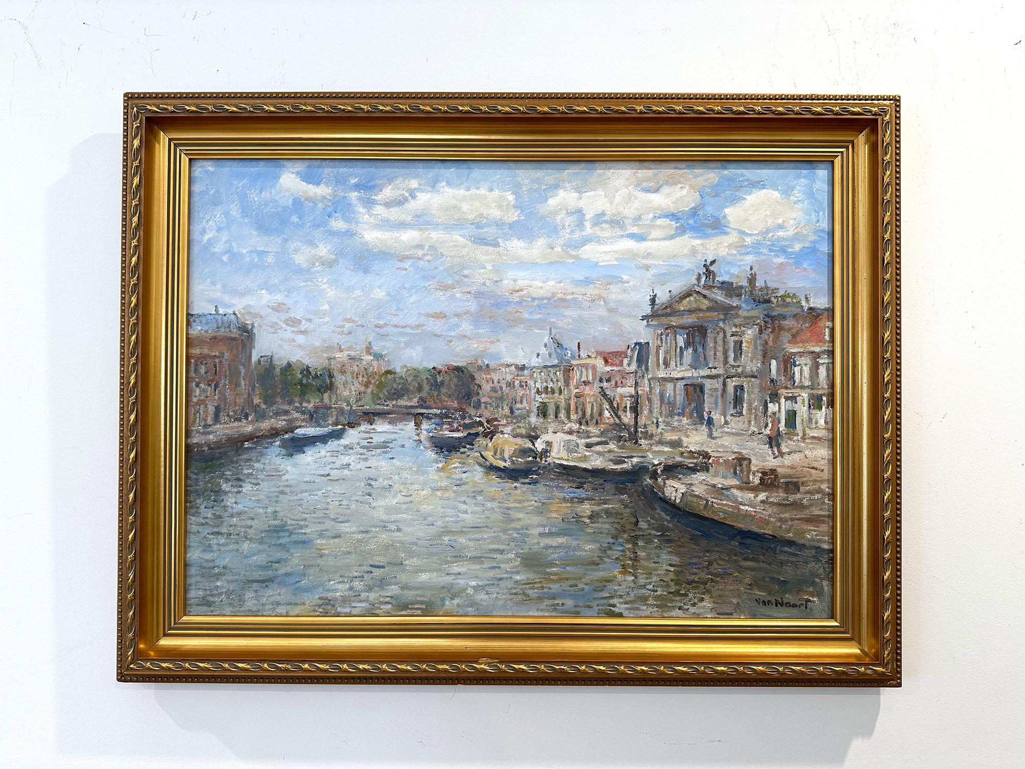 Impressionistisches Ölgemälde auf Leinwand „Spaarne te Haarlem“ von Spaarne te Haarlem, Niederländischer Kanal im Angebot 14