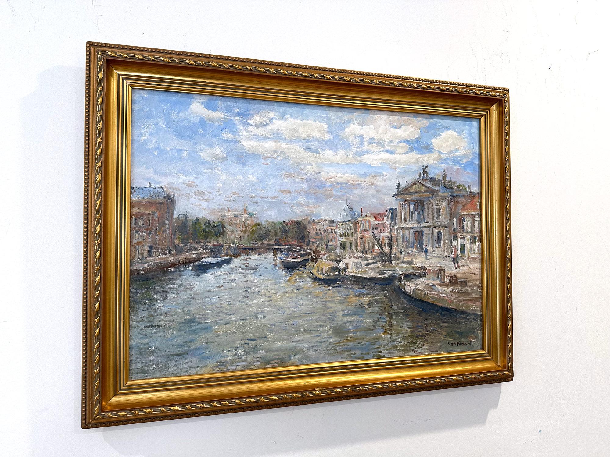 Impressionistisches Ölgemälde auf Leinwand „Spaarne te Haarlem“ von Spaarne te Haarlem, Niederländischer Kanal im Angebot 16