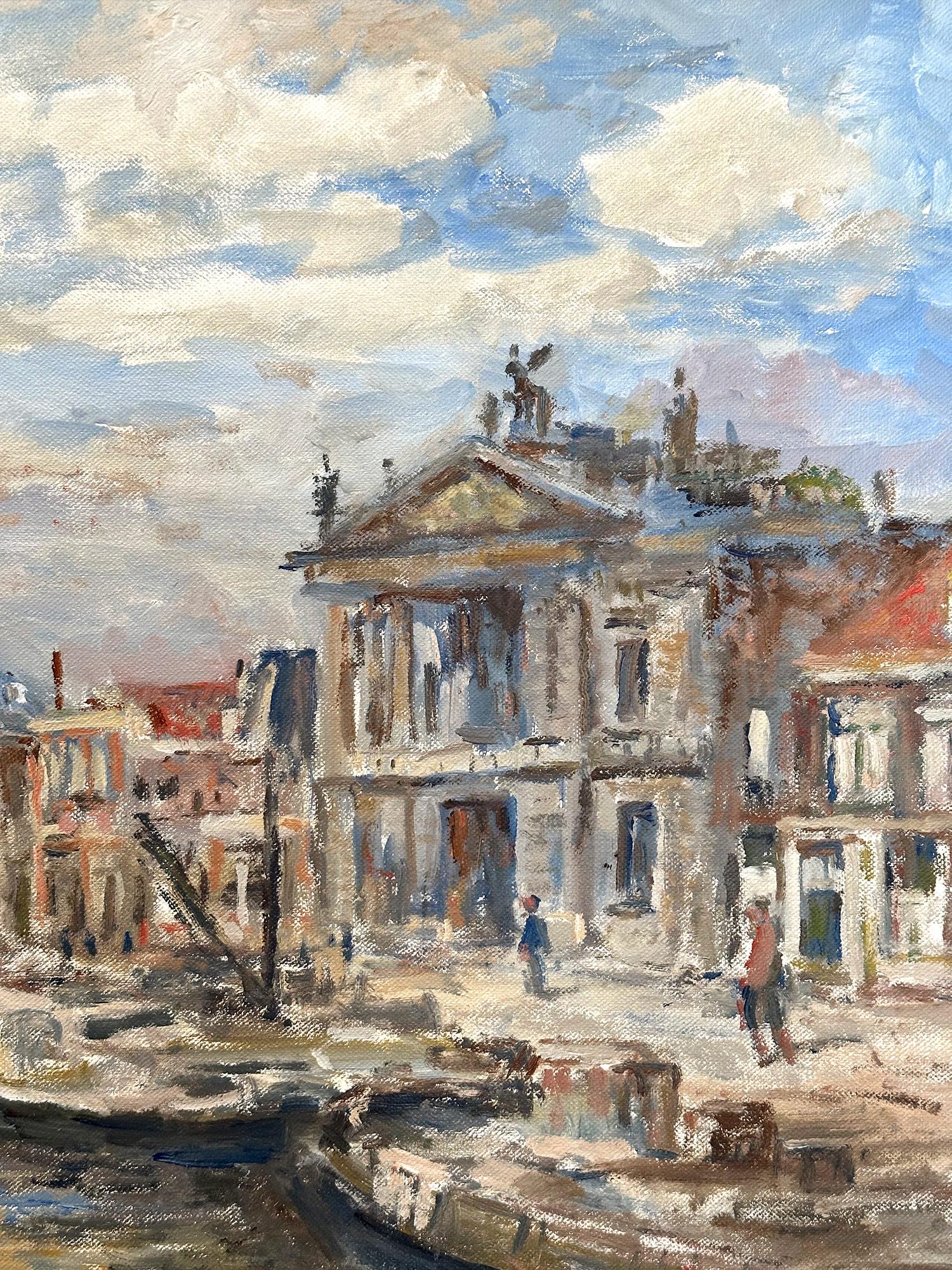 Impressionistisches Ölgemälde auf Leinwand „Spaarne te Haarlem“ von Spaarne te Haarlem, Niederländischer Kanal (Impressionismus), Painting, von Arie C. Van Noort