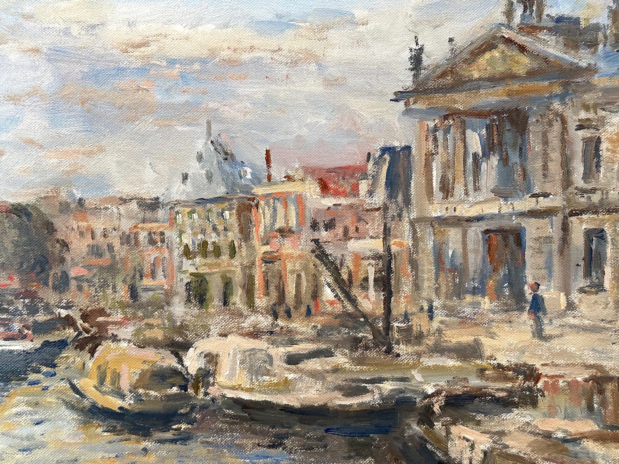 Impressionistisches Ölgemälde auf Leinwand „Spaarne te Haarlem“ von Spaarne te Haarlem, Niederländischer Kanal im Angebot 1