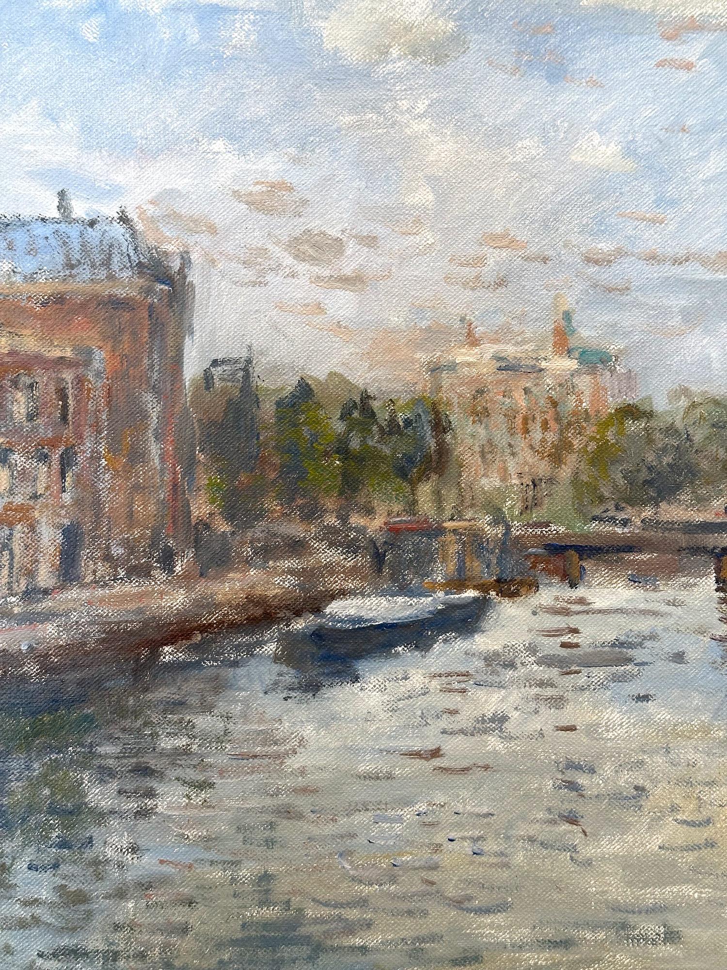 Impressionistisches Ölgemälde auf Leinwand „Spaarne te Haarlem“ von Spaarne te Haarlem, Niederländischer Kanal im Angebot 2