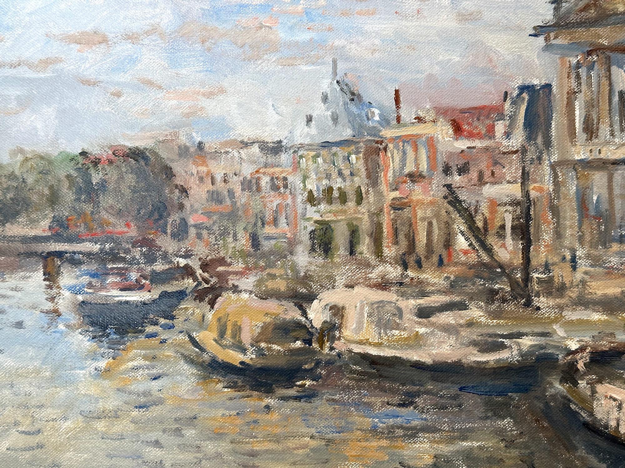 Impressionistisches Ölgemälde auf Leinwand „Spaarne te Haarlem“ von Spaarne te Haarlem, Niederländischer Kanal im Angebot 3