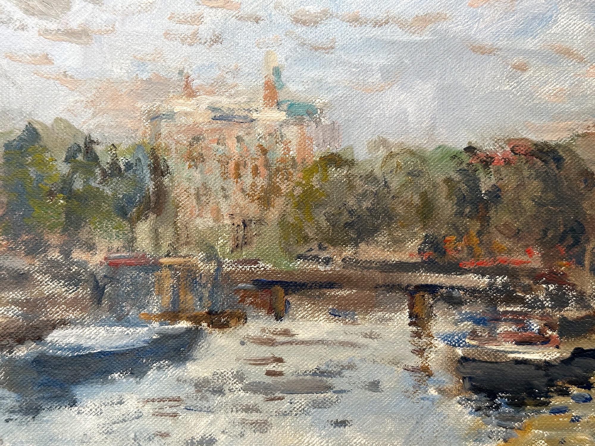 Impressionistisches Ölgemälde auf Leinwand „Spaarne te Haarlem“ von Spaarne te Haarlem, Niederländischer Kanal im Angebot 5