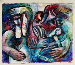 Israeli Judaica Original Painting, "Temptation" Dancing Polish Artist Arie Dubi