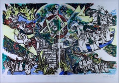 Arie Dubi the Mission Signed Contemporary Judaica Lithograph AP Framed