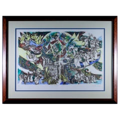 Arie Dubi: „The Mission“, signierte zeitgenössische Judaica-Lithographie AP, gerahmt