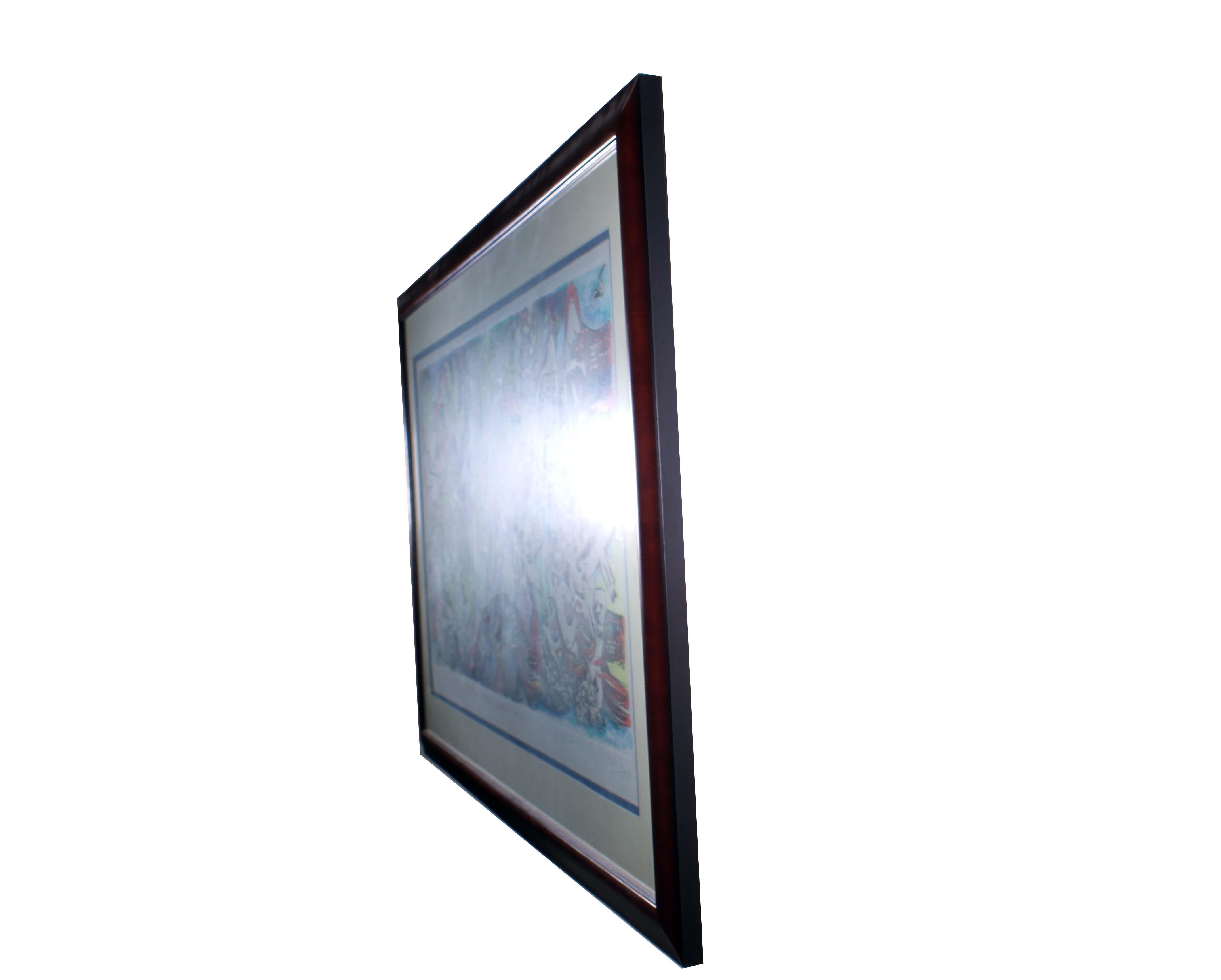 Arie Dubi Under the Wing of God Signed Contemporary Judaica Lithograph AP Framed In Good Condition For Sale In Keego Harbor, MI