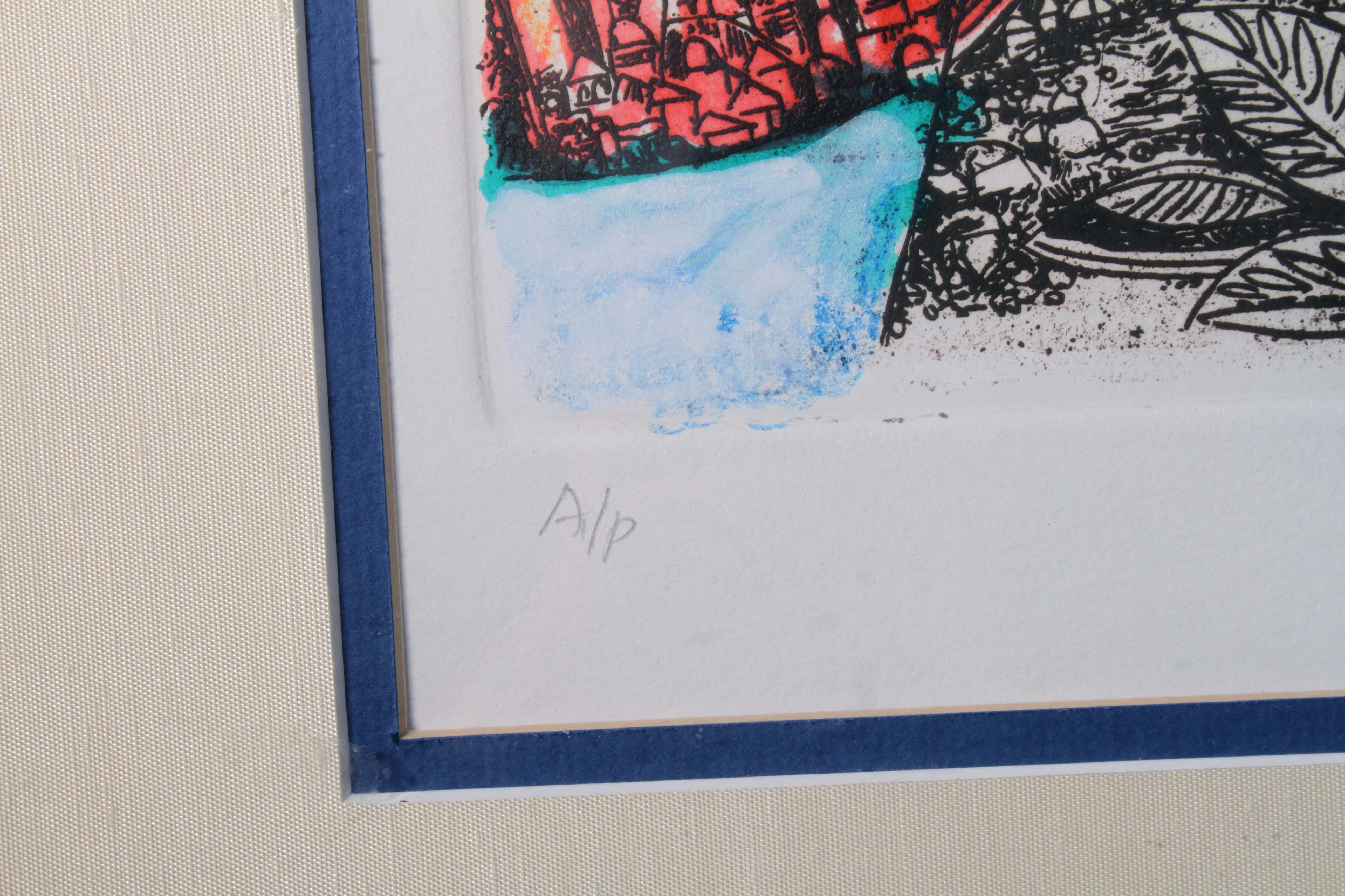 Arie Dubi Under the Wing of God Signed Contemporary Judaica Lithograph AP Framed For Sale 4
