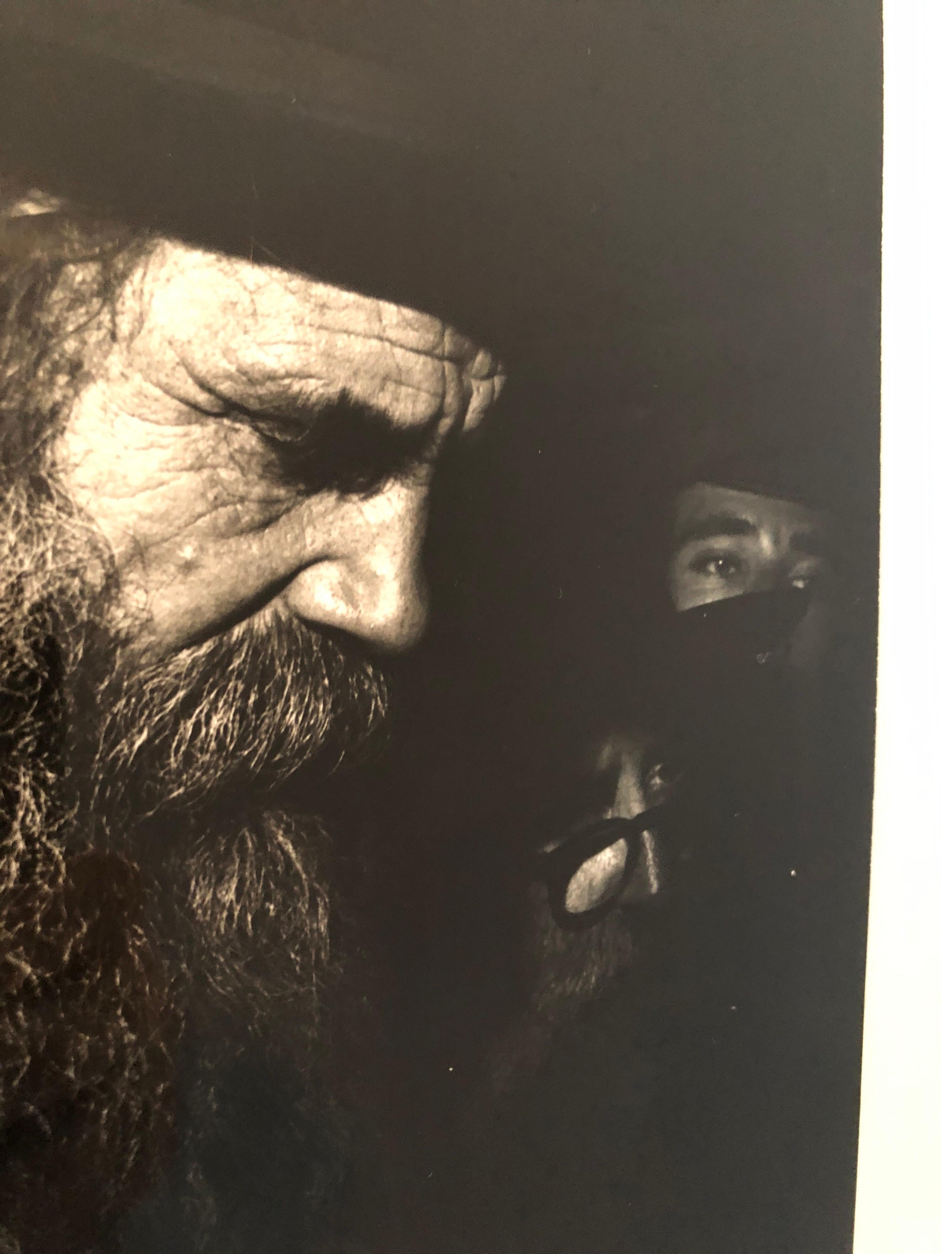 Rabbi Meditating Vintage Silver Gelatin Photograph Chabad Chassidim Judaica - Black Black and White Photograph by Arie Meiseles