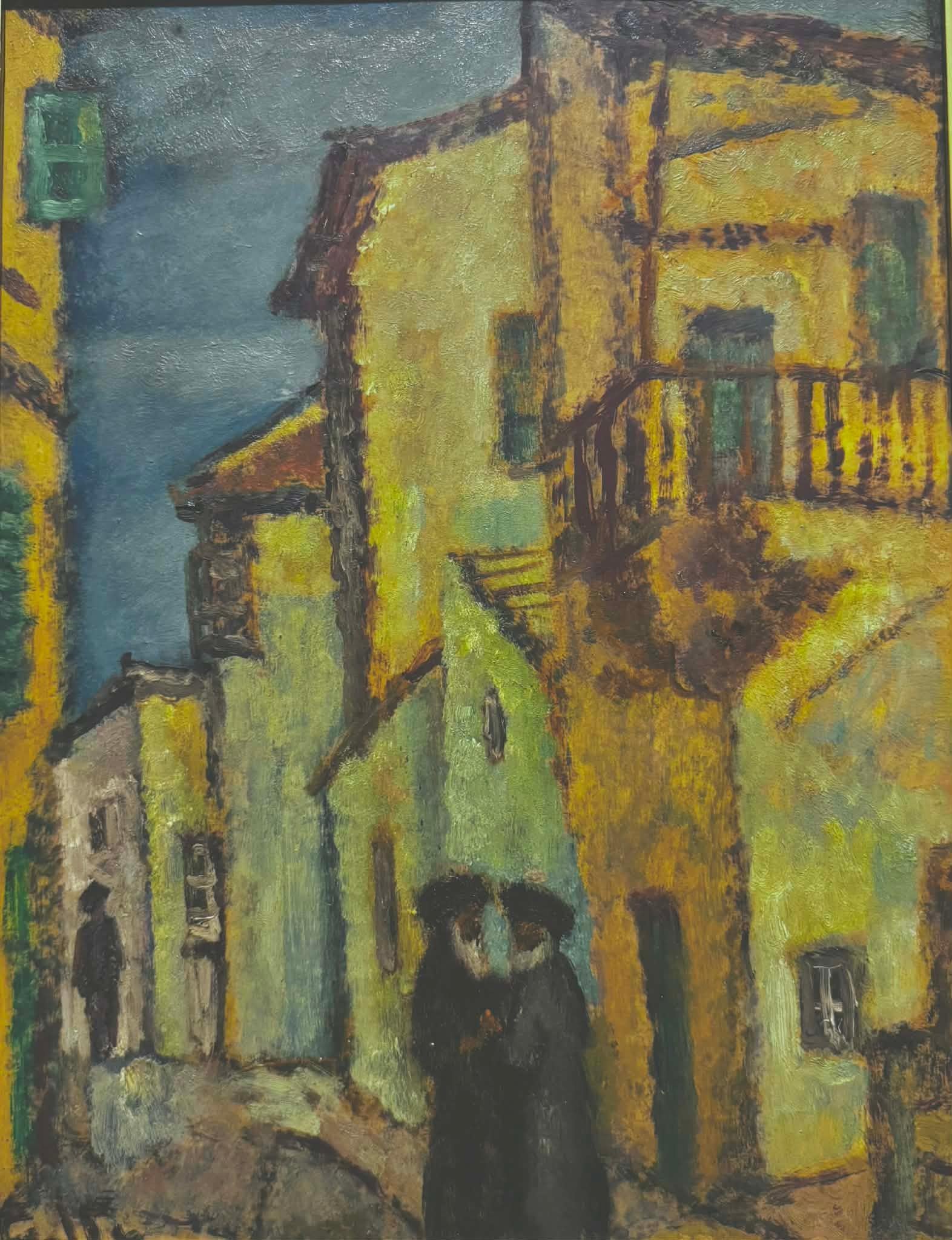 Arieh Allweil Figurative Painting – Figuren auf der Straße