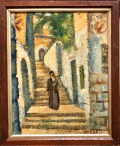 Rabbi in Jerusalem Modernist Israeli Judaica Oil Painting Arie Alweil Viennese