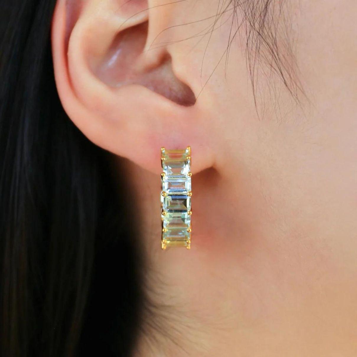 Modern Nina Zhou 20ct Natural Aquamarine Inside-out Hoop Earrings For Sale