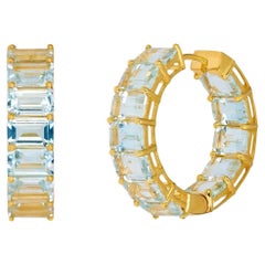 Nina Zhou 20ct Natural Aquamarine Inside-out Hoop Earrings