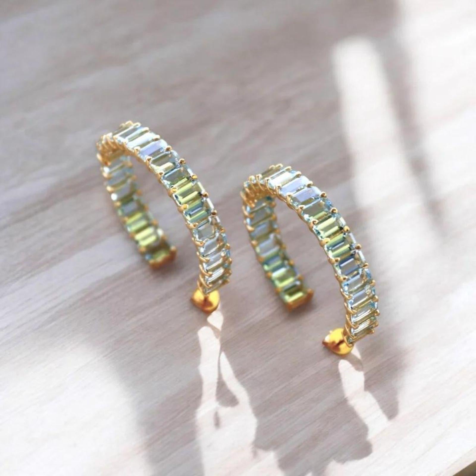 Emerald Cut Nina Zhou Aquamarine Inside-out Large Hoop Earrings For Sale
