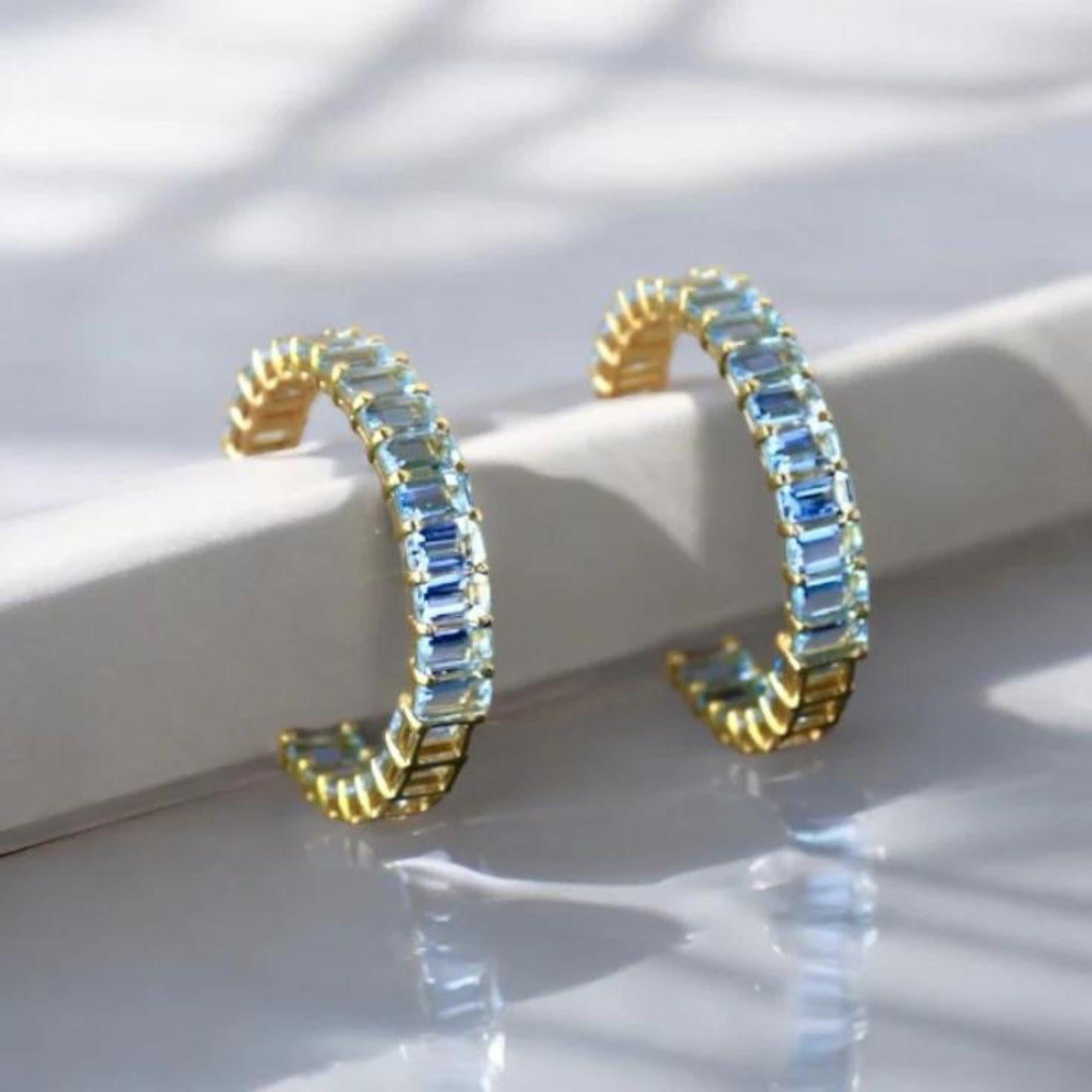 Nina Zhou Aquamarine Inside-out Large Hoop Earrings In New Condition For Sale In Rowland Heights, CA