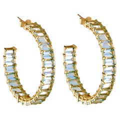Nina Zhou Aquamarine Inside-out Large Hoop Earrings