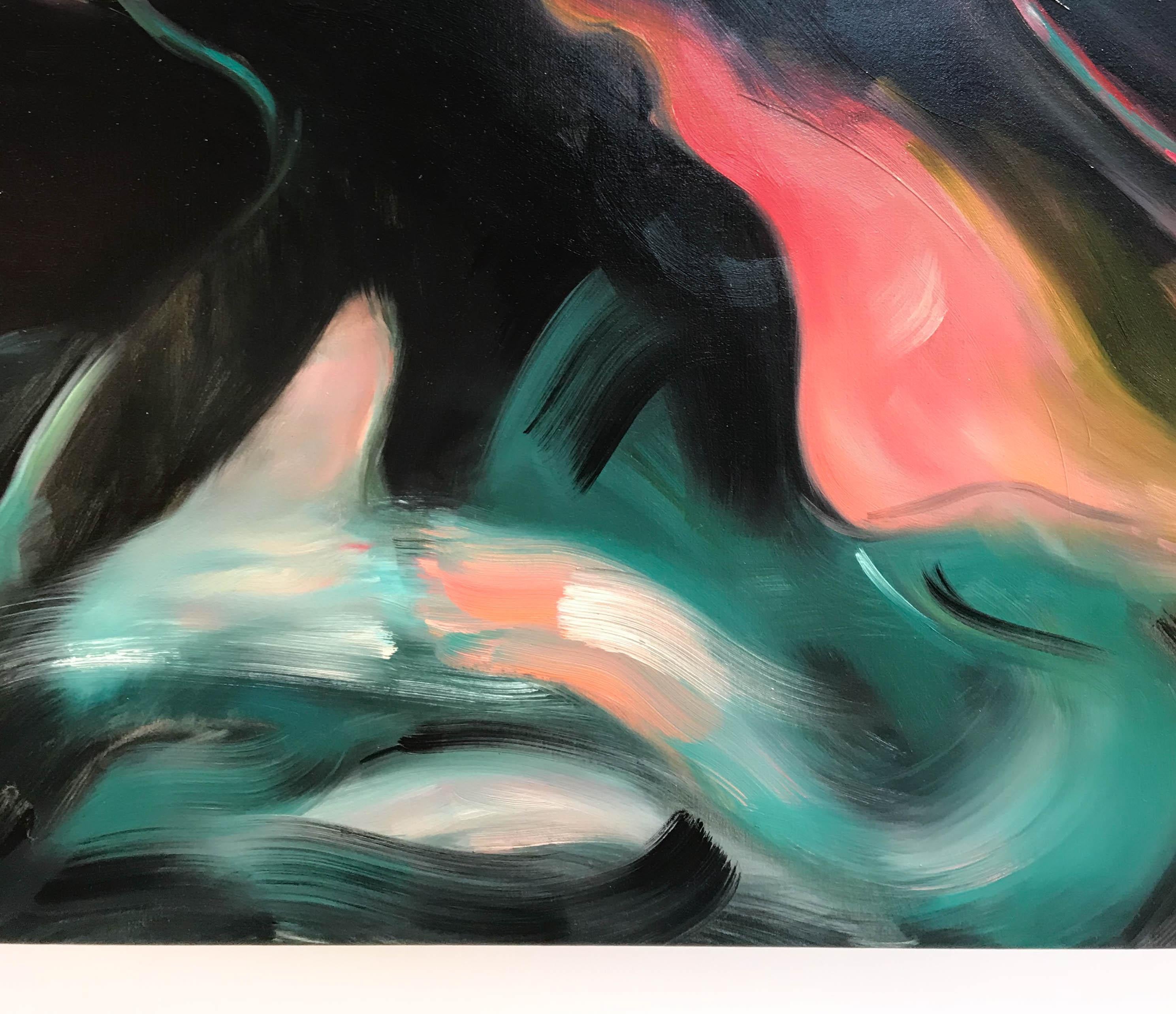 Glow - Black Abstract Painting by Ariel Basson Freiberg