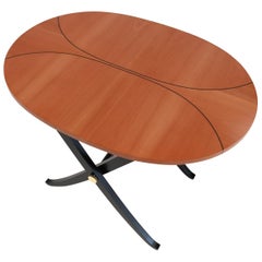 Ariel Ebony Inlaid oval foldable coffee contemporary Table by Giordano Viganò