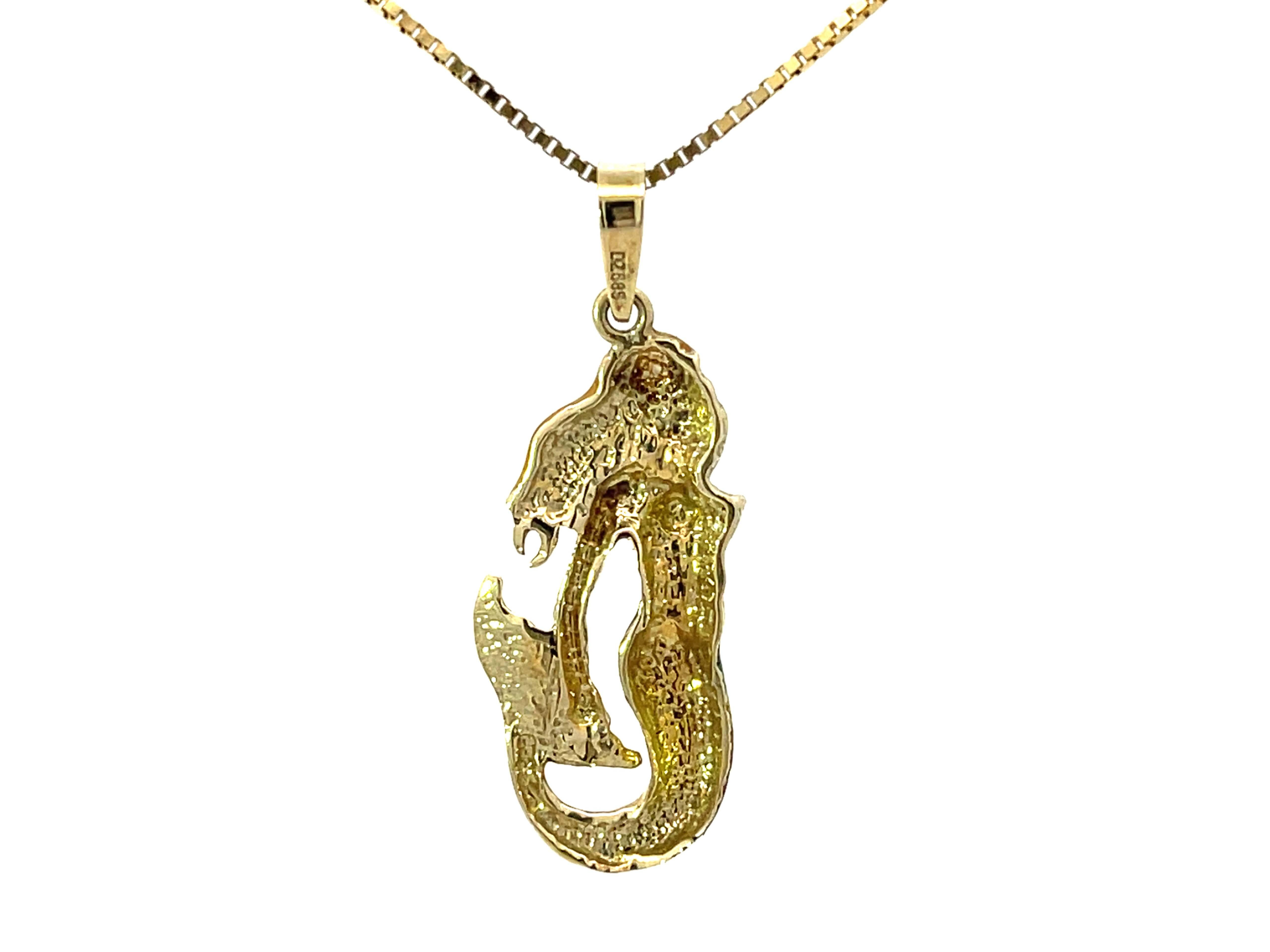 Ariel Enamel Necklace Solid 14K Yellow Gold For Sale 2